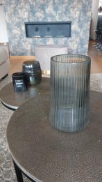 Vaas windlicht woonaccessoire interieurstijlen antraciet, Overige kleuren, Ophalen of Verzenden, Minder dan 50 cm, Glas
