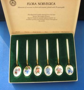 Zilveren David Anderson gold plated enamel spoons beschikbaar voor biedingen