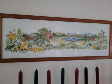Handgemaakte Kruissteek Landschap beschikbaar voor biedingen