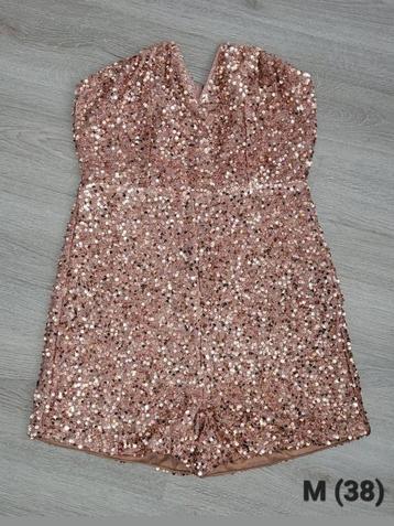 Feestelijke playsuit strapless rose kleur maat M pailletten  beschikbaar voor biedingen
