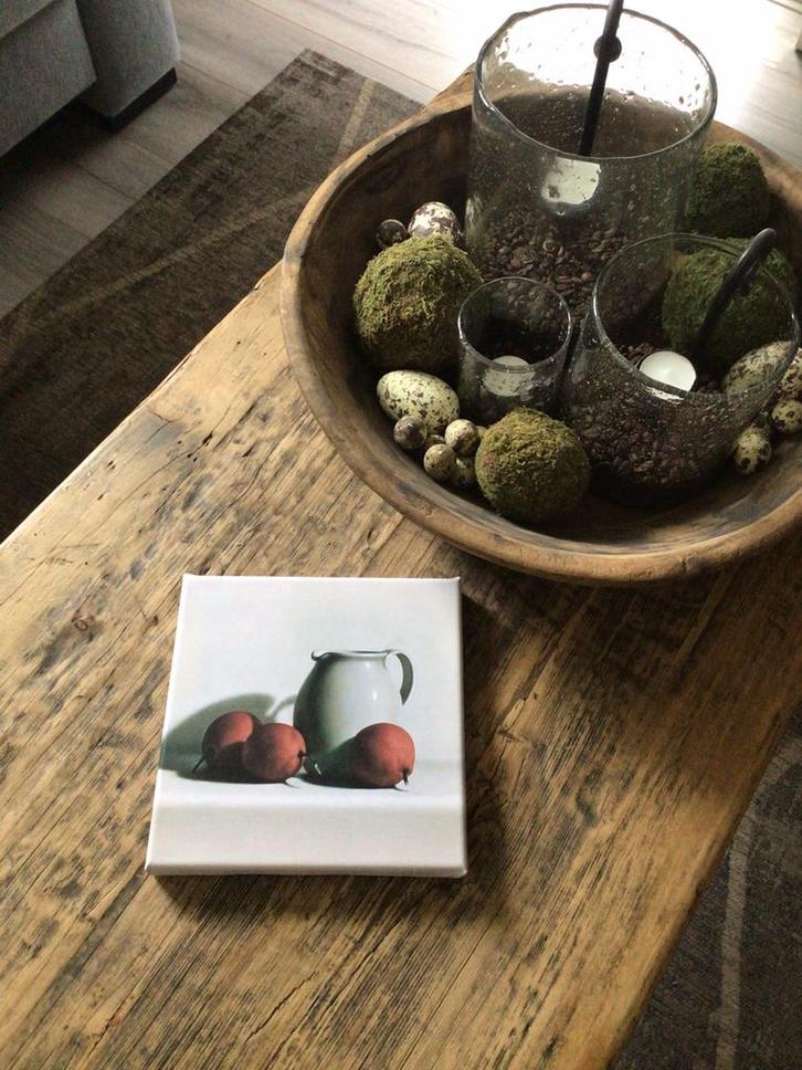 Sober canvasprint schilderijtje, kruik met fruit, landelijk, Huis en Inrichting, Woonaccessoires | Schilderijen, Tekeningen en Foto's