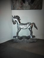 Massief Houten Schommelpaard Hobbelpaard zilverkleur, Ophalen, Zo goed als nieuw