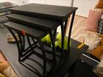Bijzettafel set 3 delig zwart mangohout 63x36 52x32 27x42, Ophalen, Nieuw, 55 tot 75 cm, 60 cm of meer