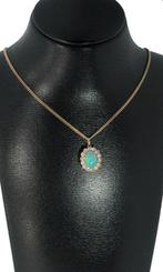 Opaal antieke gouden ketting hanger rozet vintage dames