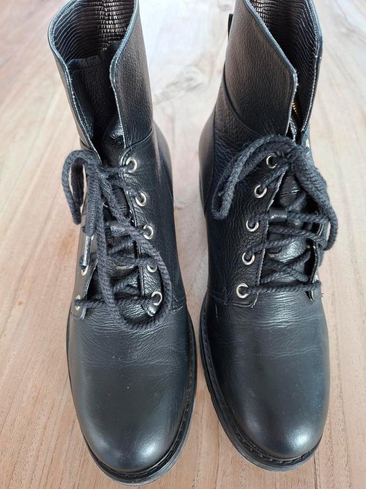 Durea zwarte leren veterschoenen, mt 38,5 wijdte G, zgan., Kleding | Dames, Schoenen, Zo goed als nieuw, Schoenen met lage hakken