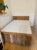 Steigerhout bed voor 120x200 matras, Huis en Inrichting, Slaapkamer | Bedden, Ophalen, Steigerhout, Zo goed als nieuw, Twijfelaar