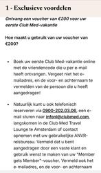 Voucher EUR 200 Club Med vakantie, Tickets en Kaartjes, Kortingen en Cadeaubonnen, Eén persoon, Kortingsbon, Overige typen