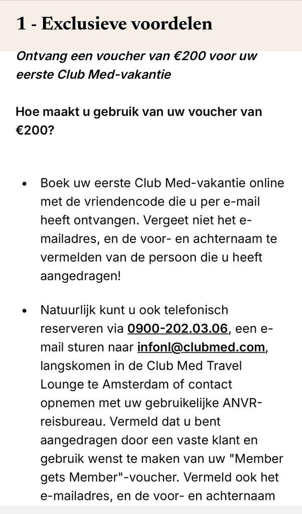 Voucher EUR 200 Club Med vakantie, Tickets en Kaartjes, Kortingen en Cadeaubonnen, Eén persoon, Overige typen, Kortingsbon