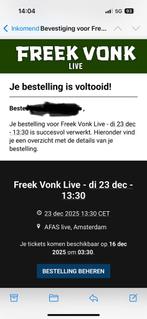 4 tickets 1e rang FREEK VONK Afas live - 23 december 13:30u, Tickets en Kaartjes, Drie personen of meer, December