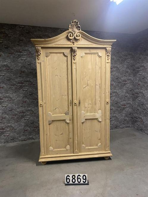 Antiek grenen kledingkast | Kast 6869, Antiek en Kunst, Antiek | Meubels | Kasten, Ophalen of Verzenden