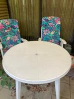 Ronde tuintafel plus 2 verstelbare stoelen, Tuin en Terras, Tuintafels, Ophalen, Zo goed als nieuw, Rond, Kunststof