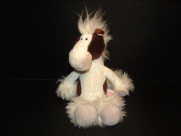 NICI PAARD VELOURS WIT/BRUIN MET LANGE PIEKERIGE WITTE, Kinderen en Baby's, Speelgoed | Knuffels en Pluche, Nieuw, Overige typen