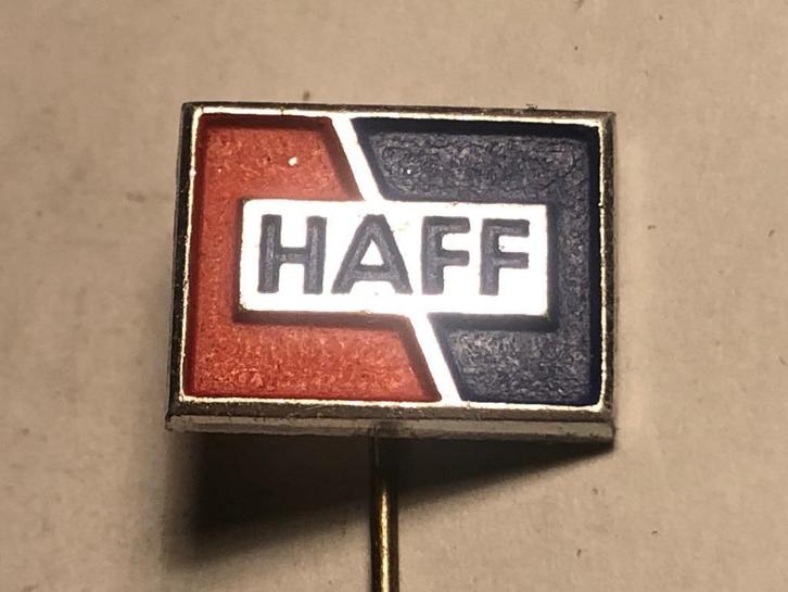 Metalen HAFF Speld (Rood/Blauw/Aluminiumkleur)., Verzamelen, Speldjes, Pins en Buttons, Zo goed als nieuw, Speldje of Pin, Merk
