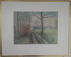 Schilderij Boerenweggetje in Salland compleet met lijst, Ophalen, Minder dan 50 cm, Gebruikt, Oorspronkelijke maker