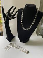 Vintage Kristallen Armband en Ketting, Overige materialen, Gebruikt, Wit, Ophalen of Verzenden