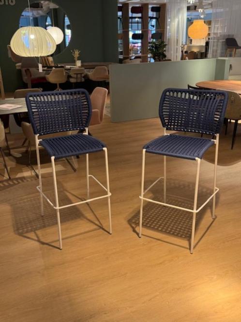 Barkrukken Tonon, Huis en Inrichting, Stoelen, Nieuw, Twee, Metaal, Riet of Rotan, Blauw, Ophalen
