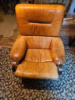 Fauteuil, leer, cognac kleur, met draaivoet, Huis en Inrichting, Ophalen, Gebruikt, 50 tot 75 cm, Leer