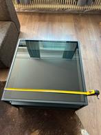 Metalen salontafel met glasplaat, Huis en Inrichting, Tafels | Salontafels, Ophalen, 50 tot 100 cm, 50 tot 100 cm, Zo goed als nieuw