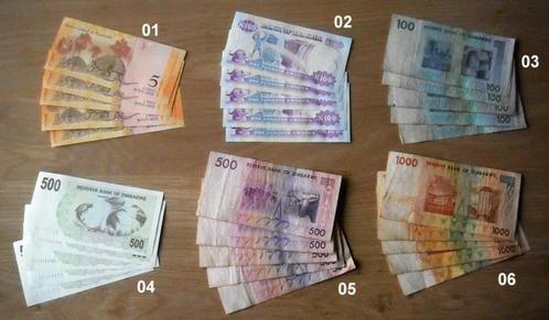 6 bankbiljetten, Zimbabwe, Venezuela en Zambia., Postzegels en Munten, Bankbiljetten | Afrika, Setje, Zambia, Verzenden