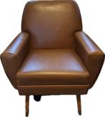 Vintage Bruine Leren Fauteuil, Huis en Inrichting, Fauteuils, Ophalen, Gebruikt, Leer, 75 tot 100 cm