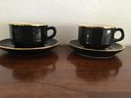 2 Apilco France bistroware cappuccino kop en schotel. Zwart, Huis en Inrichting, Keuken | Servies, Ophalen of Verzenden, Zo goed als nieuw