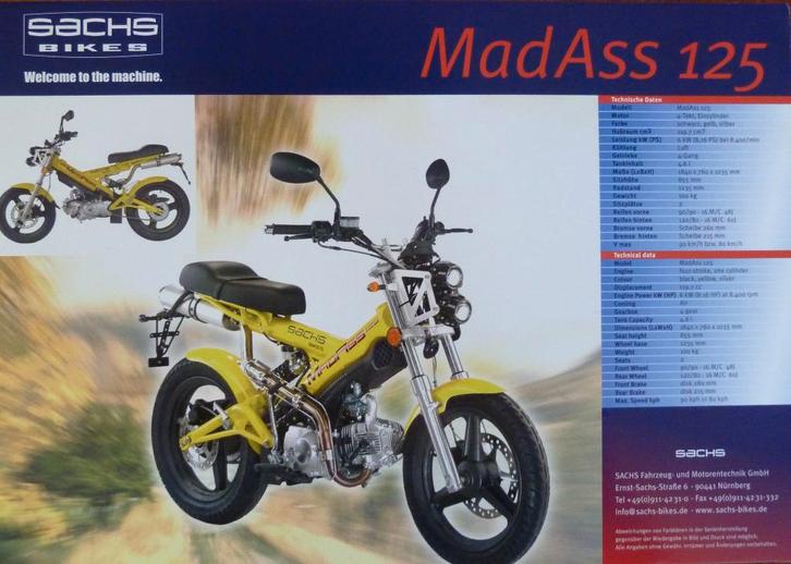 Folder MADASS 125 Sachs Bikes 2005, Fietsen en Brommers, Handleidingen en Instructieboekjes, Nieuw, Ophalen of Verzenden