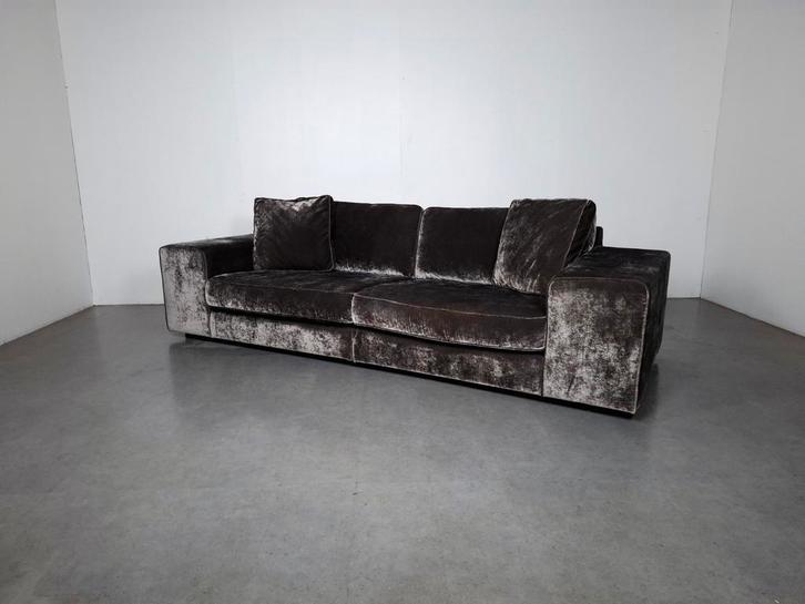 Luxeueze 4 zits Velvet Bank | GRATIS BEZORGING | Gereinigd, Huis en Inrichting, Banken | Bankstellen, Gebruikt, Rechte bank, Vierpersoons of meer