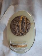 Antiek wijwaterbakje op marmer en koper/brons 18 cm, Antiek en Kunst, Verzenden