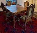 Antieke houten Mechelse Eetkamerset: Tafel en 4x Stoelen, Antiek en Kunst, Ophalen