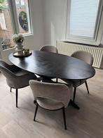 Ovale tafel met stoelen, Huis en Inrichting, Tafels | Eettafels, Ophalen, 50 tot 100 cm, Zo goed als nieuw, Vijf personen of meer