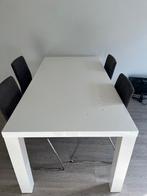Tweedehandse Eettafel wit met 4 stoelen - gratis  af halen, Ophalen, Gebruikt, 50 tot 100 cm, 150 tot 200 cm