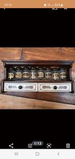 Vintage kruidenrek/ houten kruidenrekje/kruidenpotjes in rek, Antiek en Kunst, Antiek | Keukenbenodigdheden, Ophalen of Verzenden