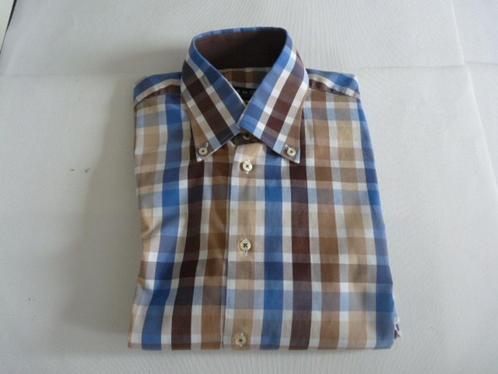 sportief leuk blauw bruin beige gestreept overhemd Ledub 40, Kleding | Heren, Overhemden, Zo goed als nieuw, Halswijdte 39/40 (M)