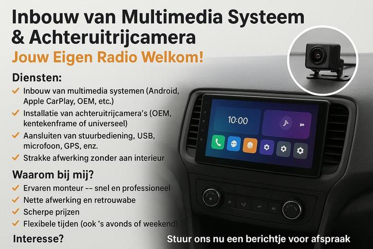 Eigen Systeem Inbouw van Android CarPlay Radio & camera moge, Auto diversen, Carkits, Zo goed als nieuw, Ophalen