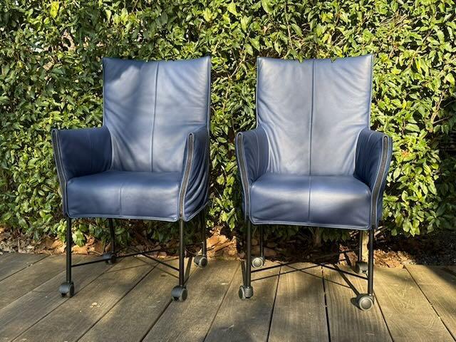 Gerard van de Berg, Montis Chaplin refurbished 2 stuks, Huis en Inrichting, Stoelen, Zo goed als nieuw, Twee, Leer, Blauw, Ophalen