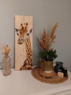 Giraffe op steigerhout, Huis en Inrichting, Woonaccessoires | Schilderijen, Tekeningen en Foto's, Nieuw, Minder dan 50 cm, Schilderij