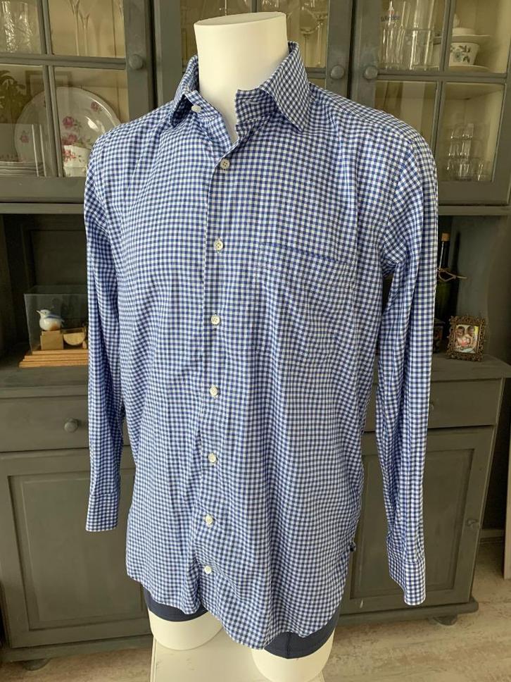 Blauw geblokt Overhemd Maison de Bonneterie maat 40 M, Kleding | Heren, Overhemden, Gedragen, Halswijdte 39/40 (M), Blauw, Ophalen of Verzenden