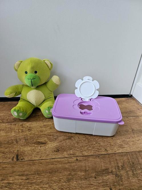 Tupperware babydoekjes doos wit lila hoog model, Huis en Inrichting, Keuken | Tupperware, Zo goed als nieuw, Bak of Kom, Wit, Paars