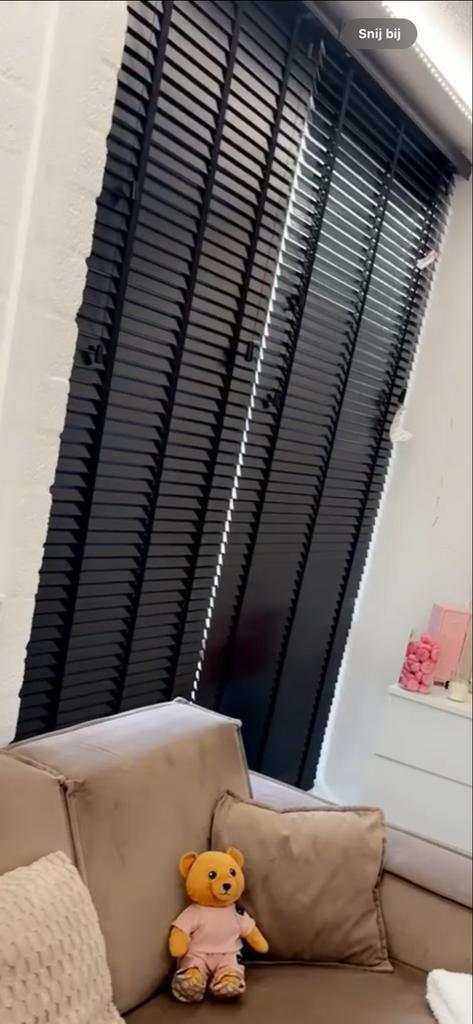 Zwarte Houten Jaloezieën, Huis en Inrichting, Stoffering | Gordijnen en Lamellen, Nieuw, 150 tot 200 cm, 100 tot 150 cm, Zwart