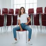 Bordeauxrode kantinestoelen nieuw burgundy stapelstoelen, Huis en Inrichting, Stoelen, Ophalen, Nieuw, Metaal, Vijf, Zes of meer stoelen
