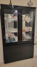 Zwarte Vitrinekast met Glas, Huis en Inrichting, Ophalen, 150 tot 200 cm, 25 tot 50 cm, Glas