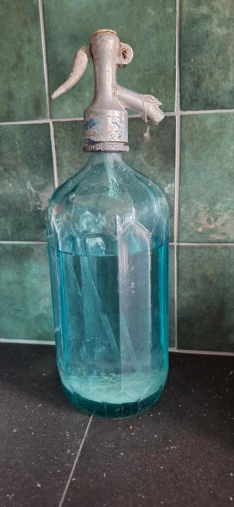 Blauwe Chiffon Soda Spuitfles, Antiek en Kunst, Antiek | Glas en Kristal, Ophalen