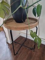 Ronde bijzettafel hout/metaal - 60cm, Ophalen, Minder dan 45 cm, Gebruikt, Rond