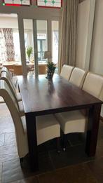 Eettafel en 6 stoelen, Huis en Inrichting, Tafels | Eettafels, 200 cm of meer, Zo goed als nieuw, Rechthoekig, 50 tot 100 cm