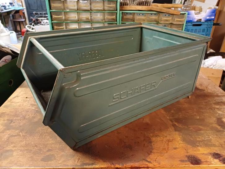 Grote Vintage Schäfer Lager-Fix Metalen Bak, Antiek en Kunst, Antiek | Gereedschap en Instrumenten, Ophalen of Verzenden