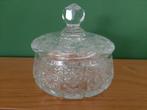 Vintage fijn geslepen glazen bonbonnière met mooi deksel, Ophalen of Verzenden