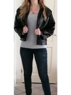 Furs Ettex Paris vintage leren jacket gekrinkeld '80s 34910, Maat 38/40 (M), ., Zwart, Ophalen of Verzenden