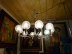 vintage luster hanglamp mid century 10 lp., Ophalen, Zo goed als nieuw, Glas, Vintage
