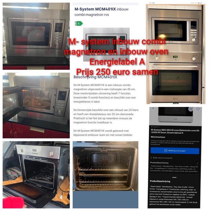 Inbouw oven en inbouw magnetron M- system en magnetrons, Witgoed en Apparatuur, Ovens, 45 tot 60 cm, Ophalen
