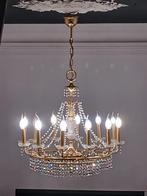 Kroonluchter 12-armig met kristal, Ophalen of Verzenden, Gebruikt, Glas, Klassiek